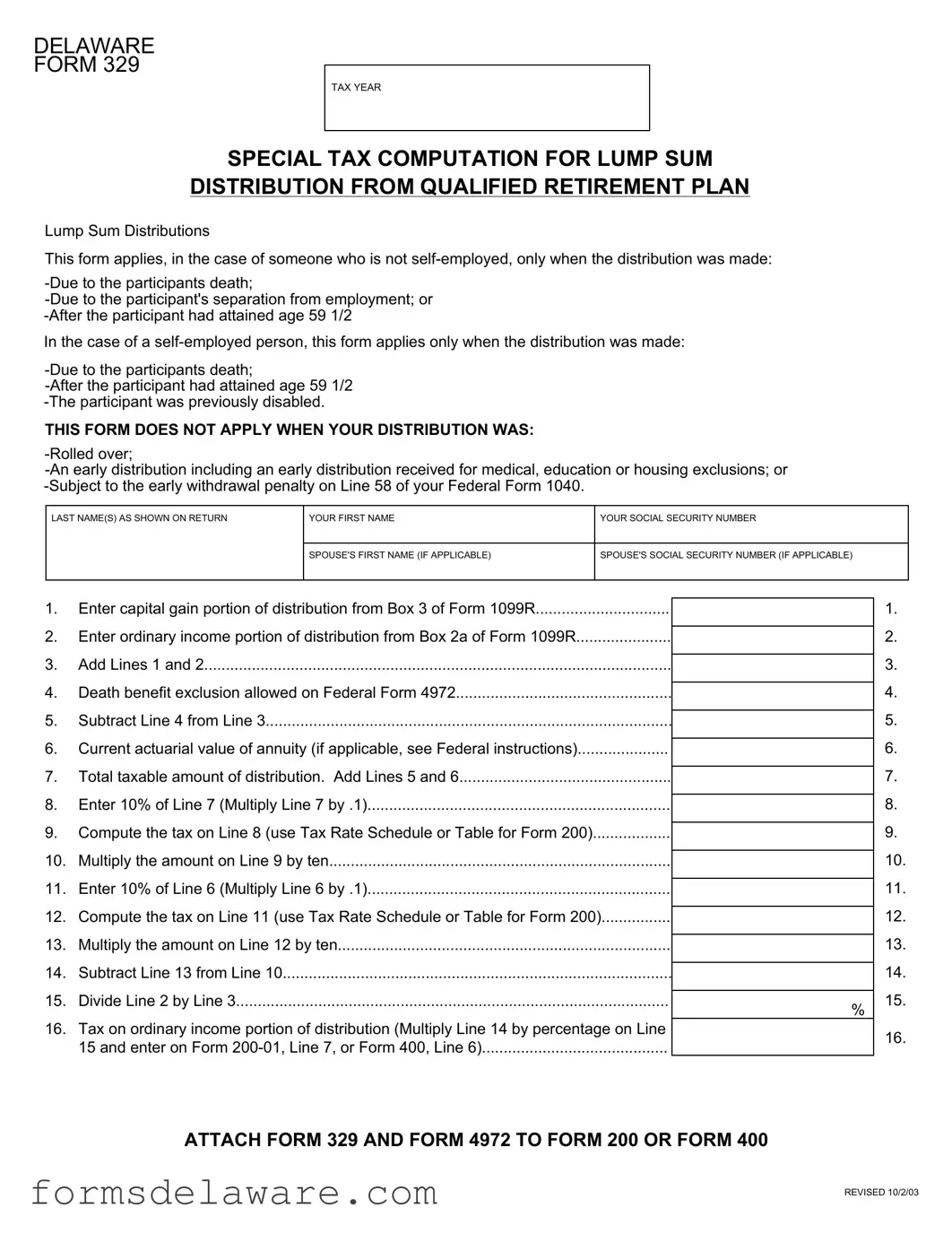 Fill a Valid Delaware 329 Form