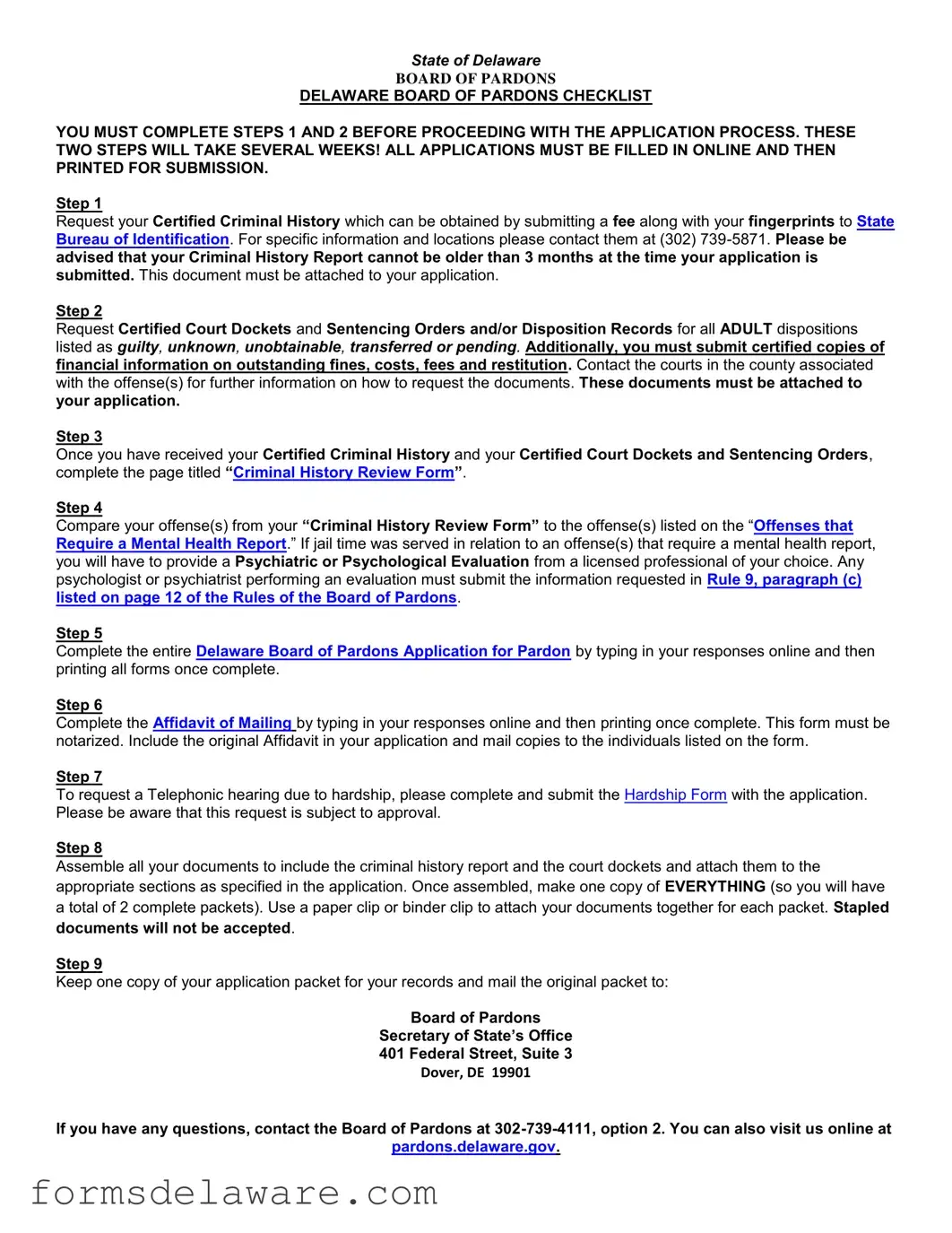 Fill a Valid Delaware Pardon Application Form