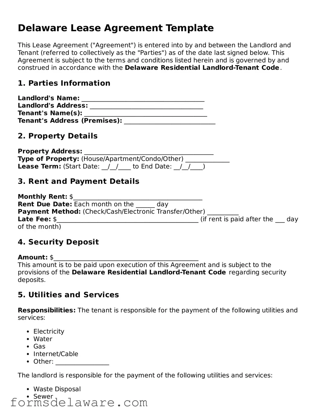 Attorney-Approved Lease Agreement Form for the State of Delaware