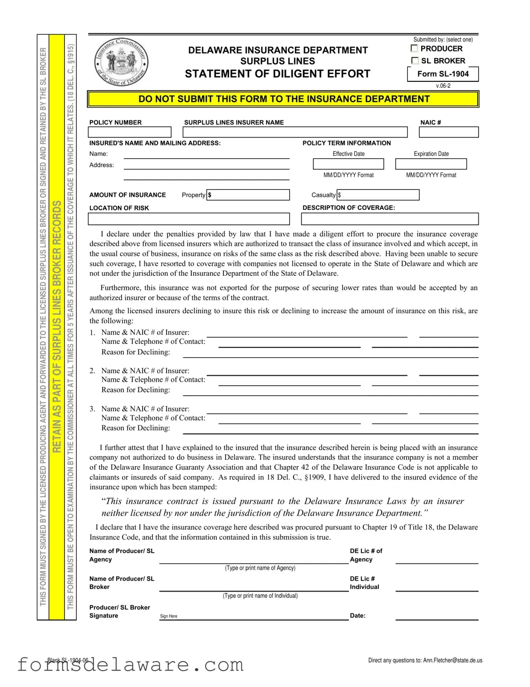 Fill a Valid Delaware Sl Form