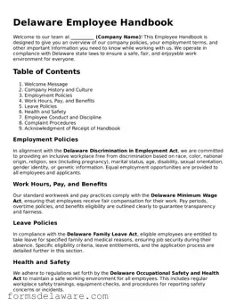 Attorney-Approved Employee Handbook Form for the State of Delaware
