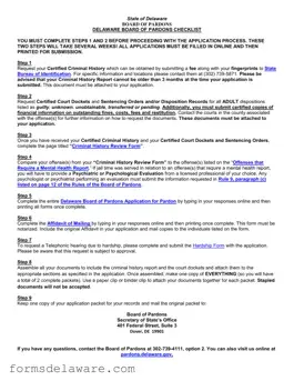 Fill a Valid Delaware Pardon Application Form