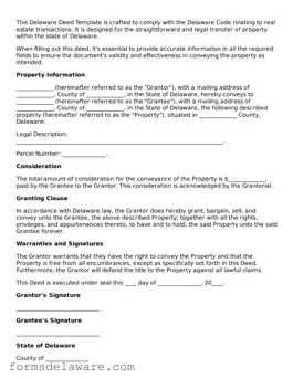 Attorney-Approved Deed Form for the State of Delaware