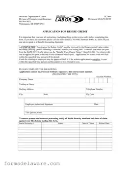 Fill a Valid Delaware Uc 400 Form
